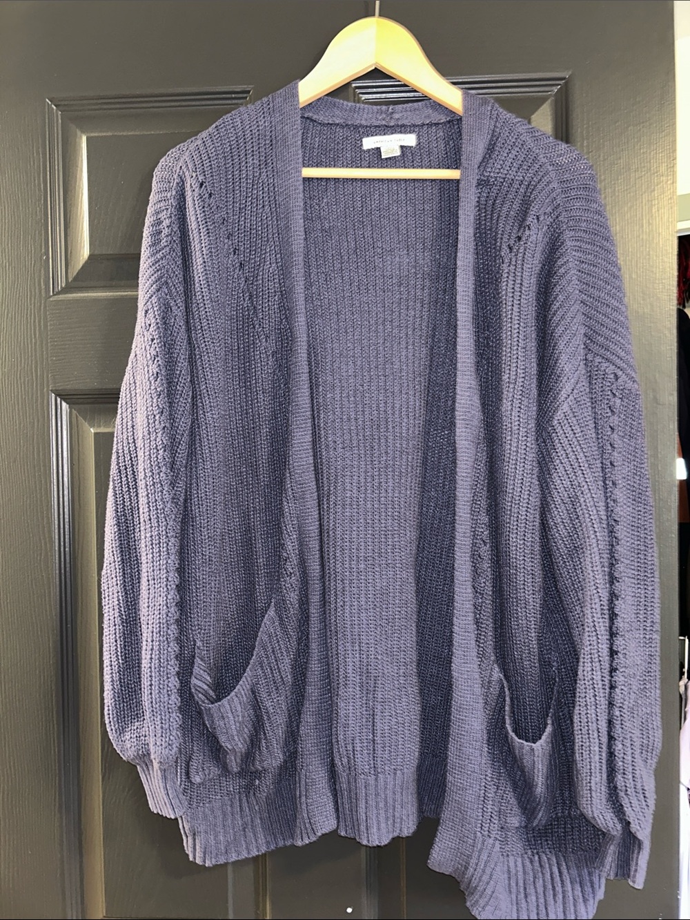 American Eagle Outfitters Open-Front Navy Knit Cardigan